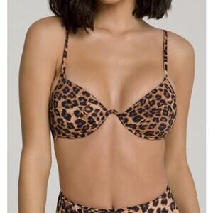 Good American Bikini Top XS Showoff Curve Leopard Print Swimwear New NWOT